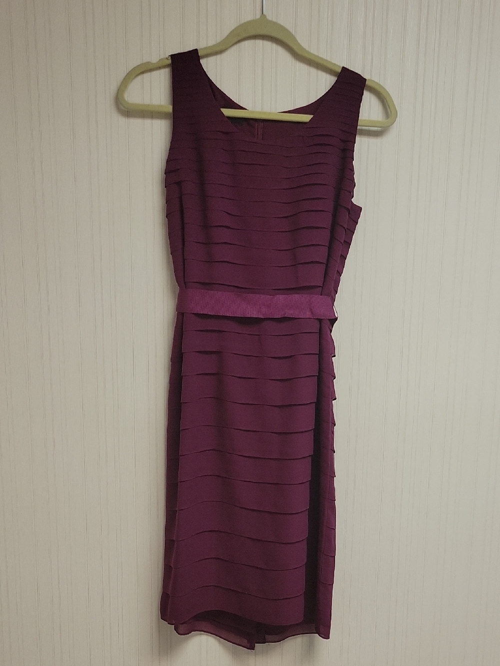 Talbots Plum Silk Sleeveless Layered Midi Dress 6 Petite. Wedding Guest Summer